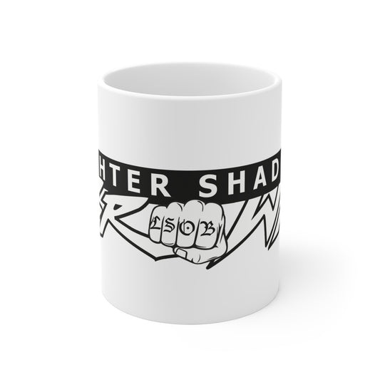 11oz Mug — "Lighter Shade" Bold Logo Coffee Cup (Black & White)